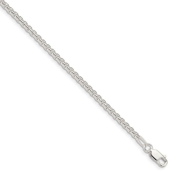 2.6mm Sterling Silver Solid Round Box Chain Necklace 22 Inch